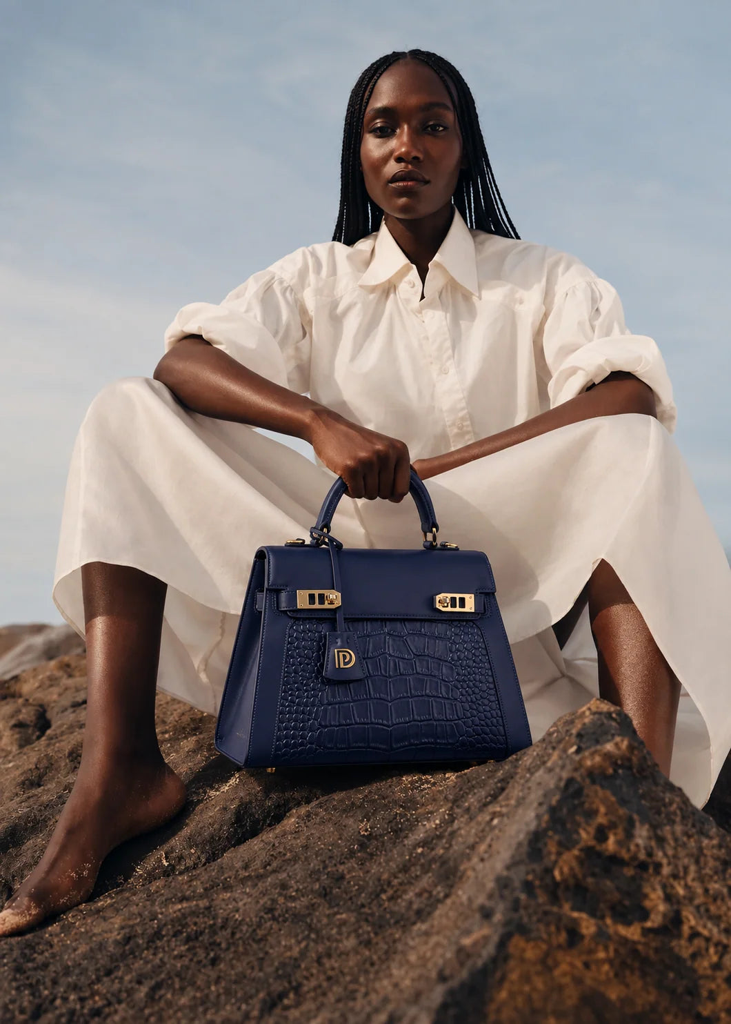 Sac à main Judith — grain croco du cuir de vachette — Deveaux Paris
