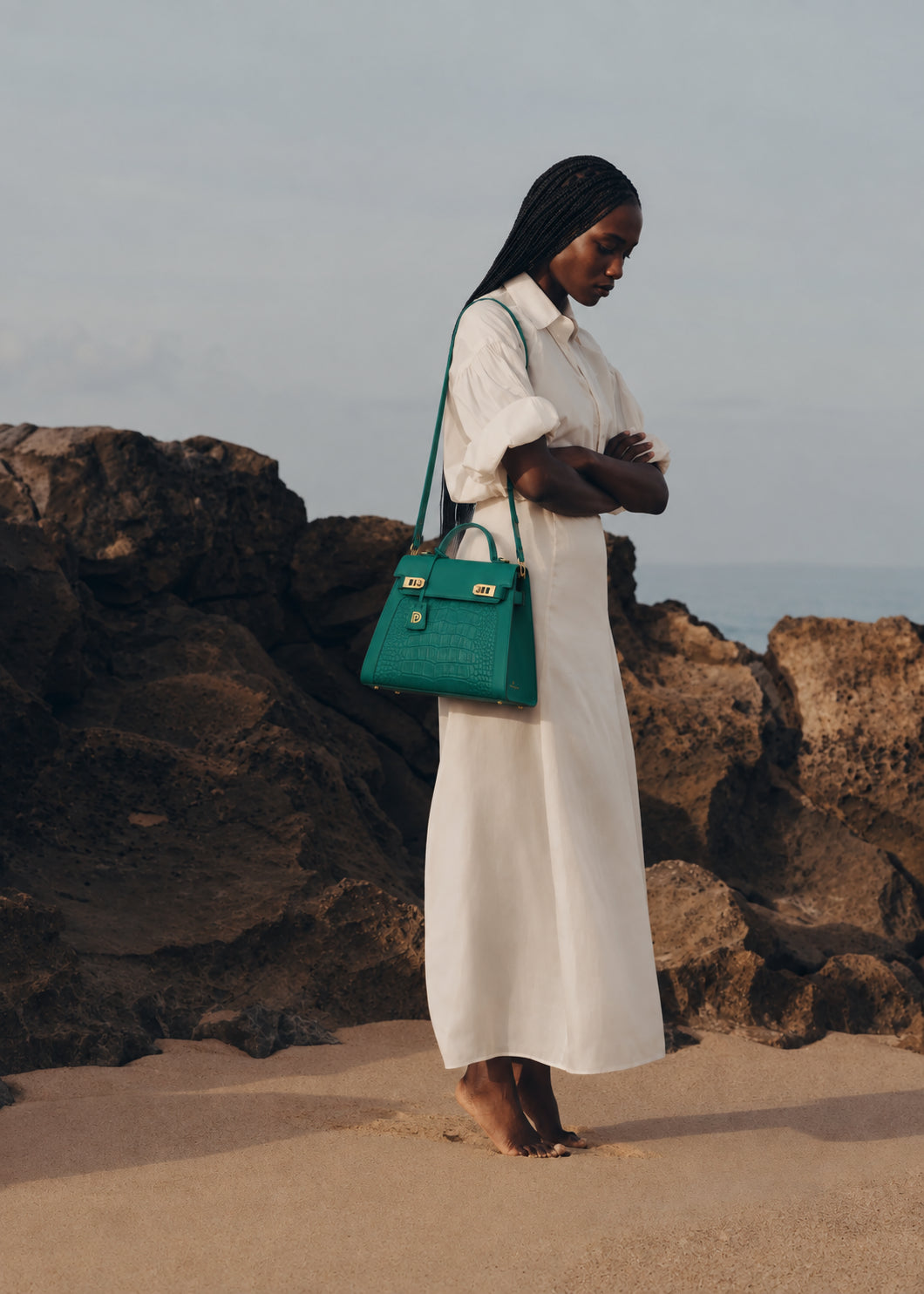 Sac à main Judith — cuir grainé effet croco, Abidjan — Deveaux Paris