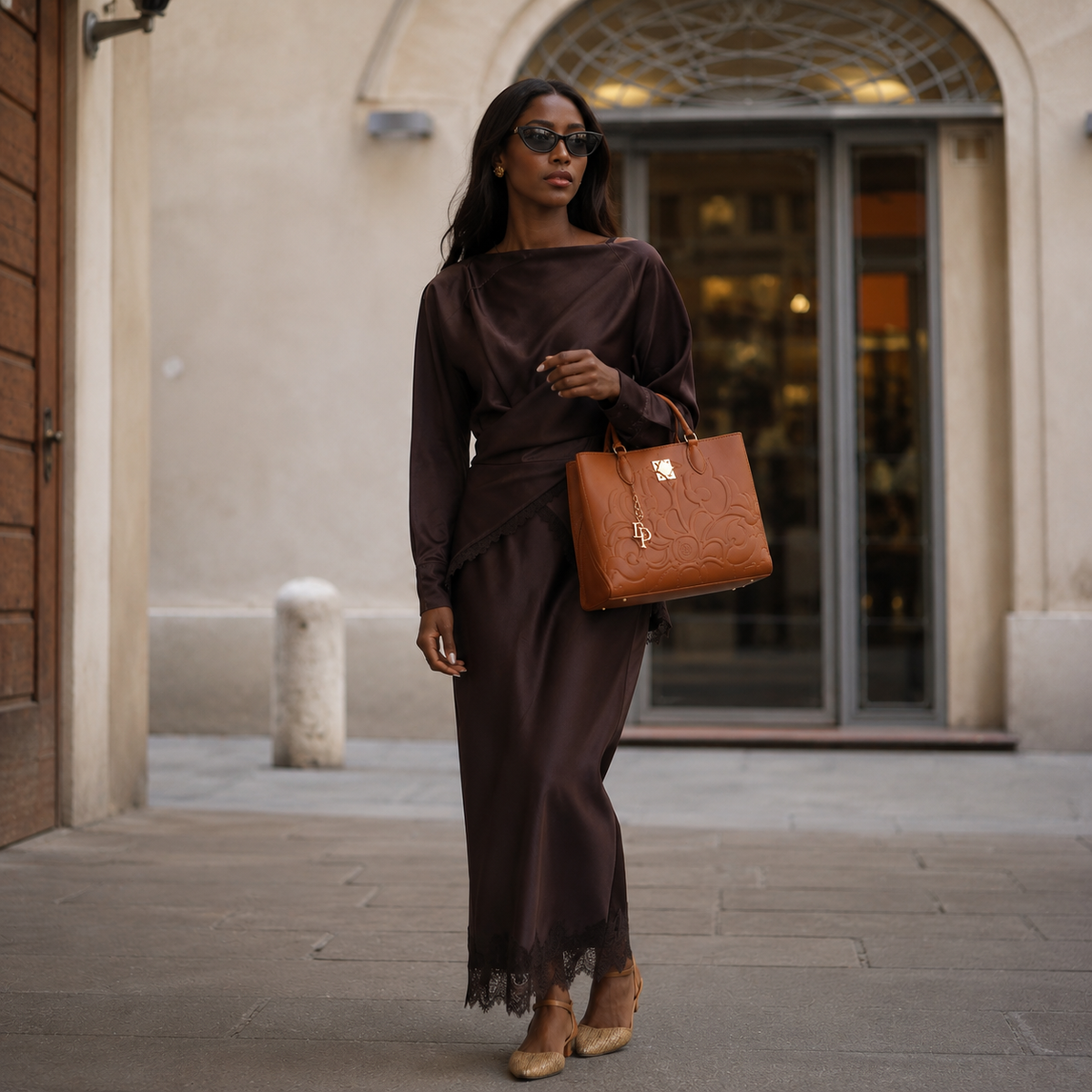 Sac à main DG Gauffré — cuir de vachette gaufré, quatre coloris — Deveaux Paris