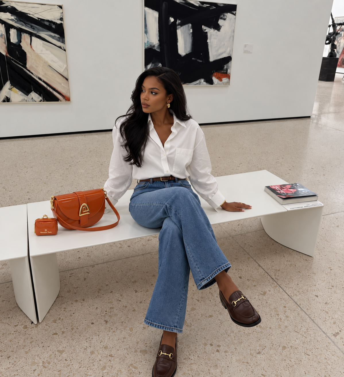 Sac Sephora porté dans un musée d’art contemporain — Deveaux Paris