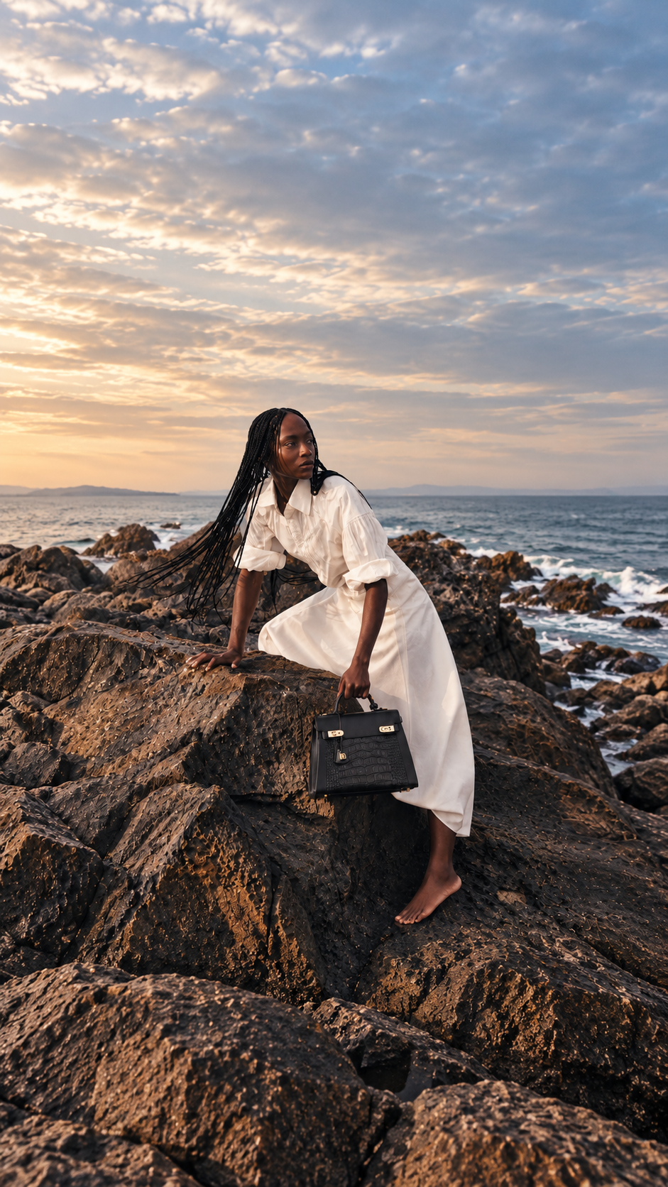 Photographie de mode au bord de la mer — Deveaux Paris