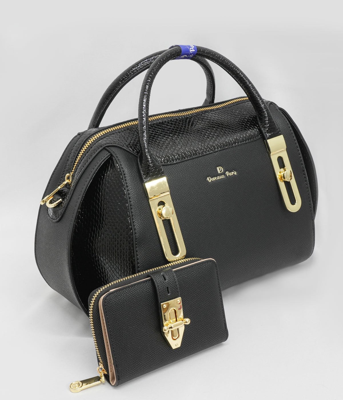 Sac à main 2 en 1 Anissa en similicuir et son portefeuille assorti, vue 9 — Deveaux Paris