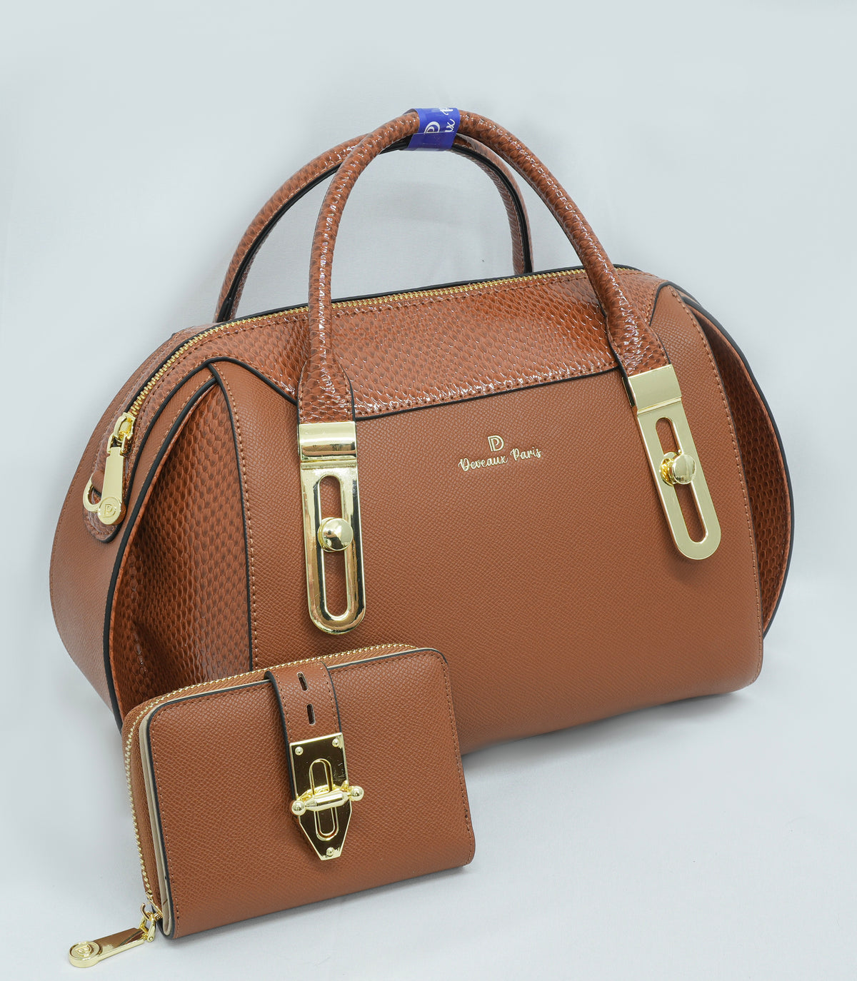 Sac à main 2 en 1 Anissa en similicuir et son portefeuille assorti, vue 6 — Deveaux Paris