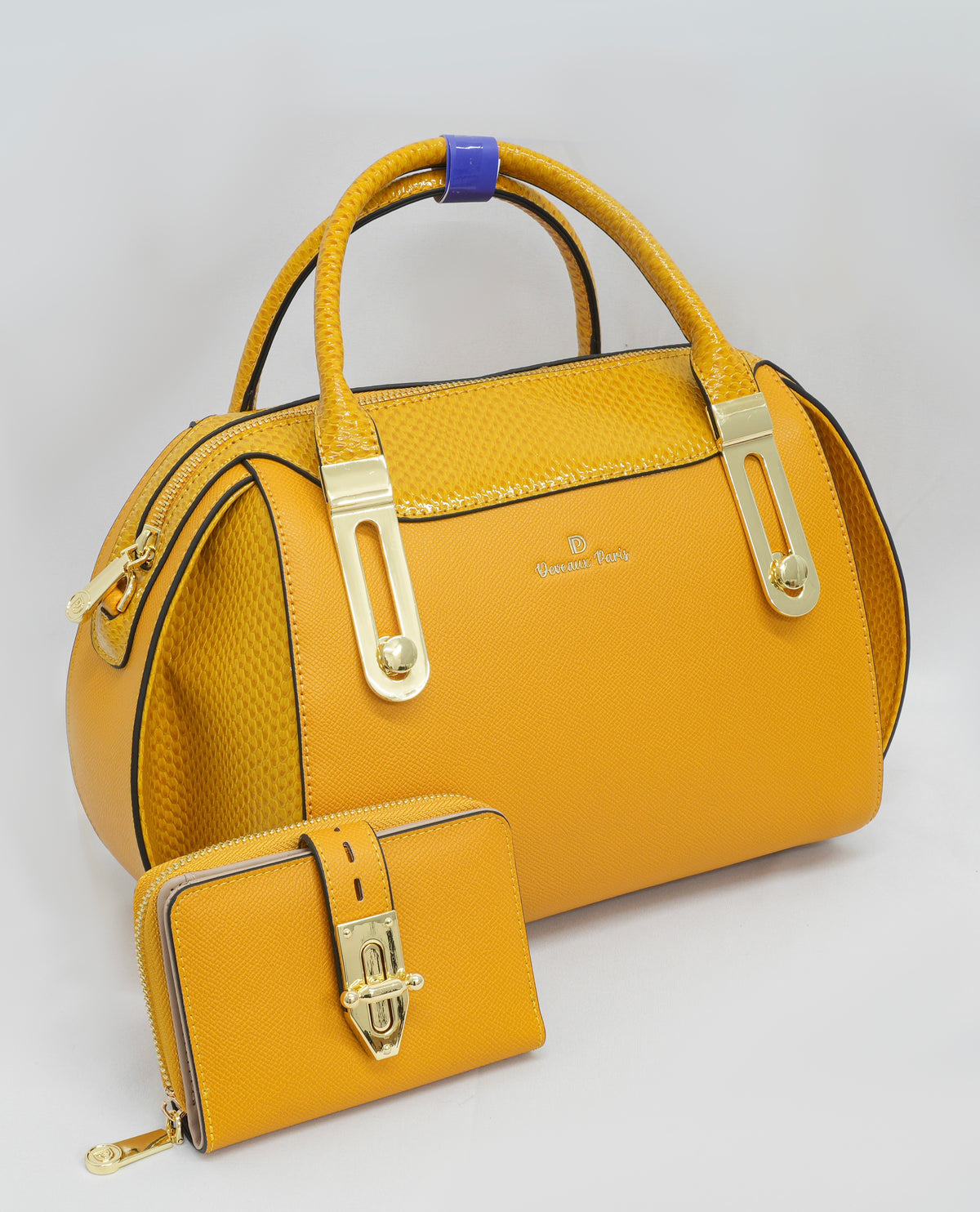 Sac à main 2 en 1 Anissa en similicuir et son portefeuille assorti, vue 4 — Deveaux Paris