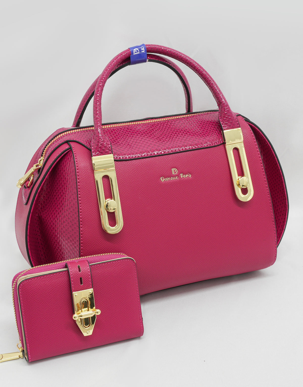 Sac à main 2 en 1 Anissa en similicuir et son portefeuille assorti, vue 3 — Deveaux Paris