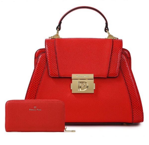 Sac à main Kady en similicuir lisse et effet croco, coloris rouge — Deveaux Paris