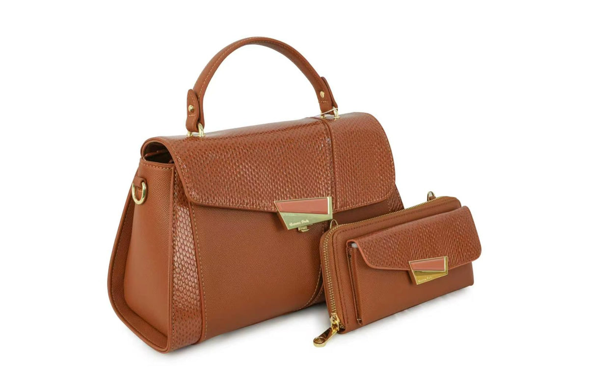 Sac à main 2 en 1 Marie en similicuir et son portefeuille assorti, vue 3 — Deveaux Paris