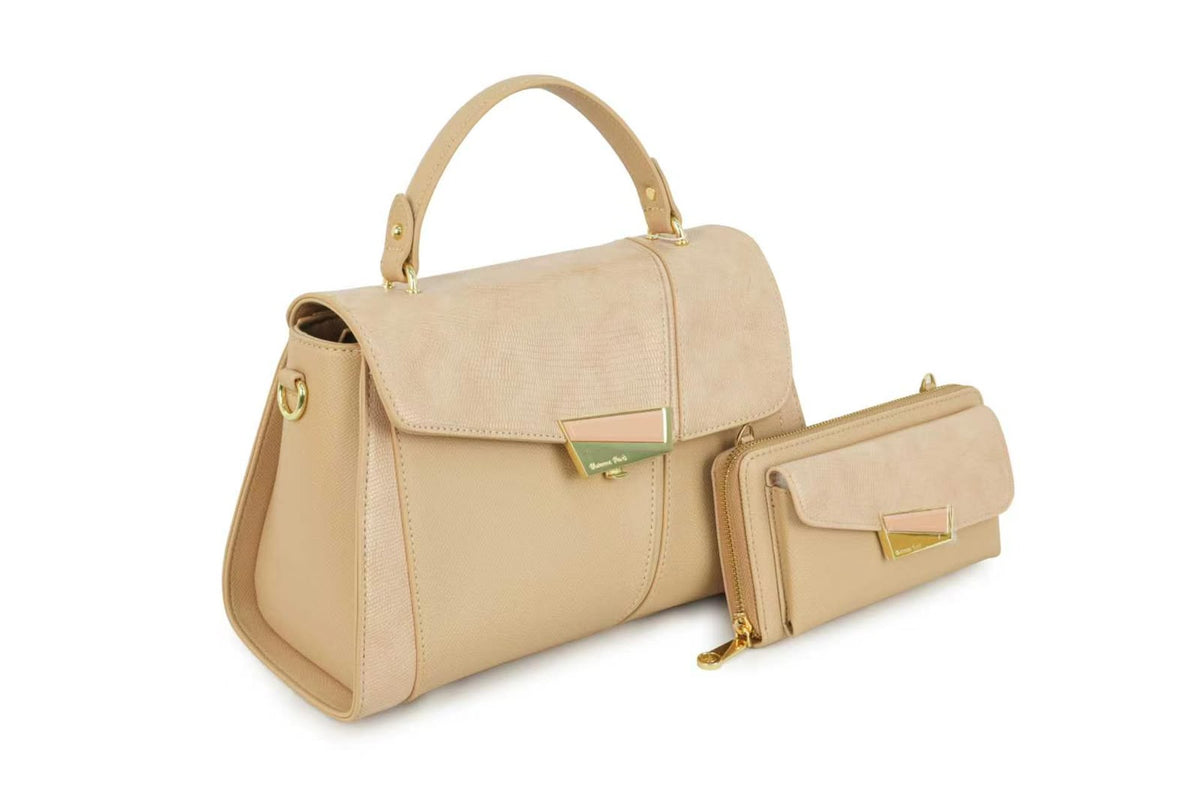Sac à main 2 en 1 Marie en similicuir et son portefeuille assorti, vue 5 — Deveaux Paris