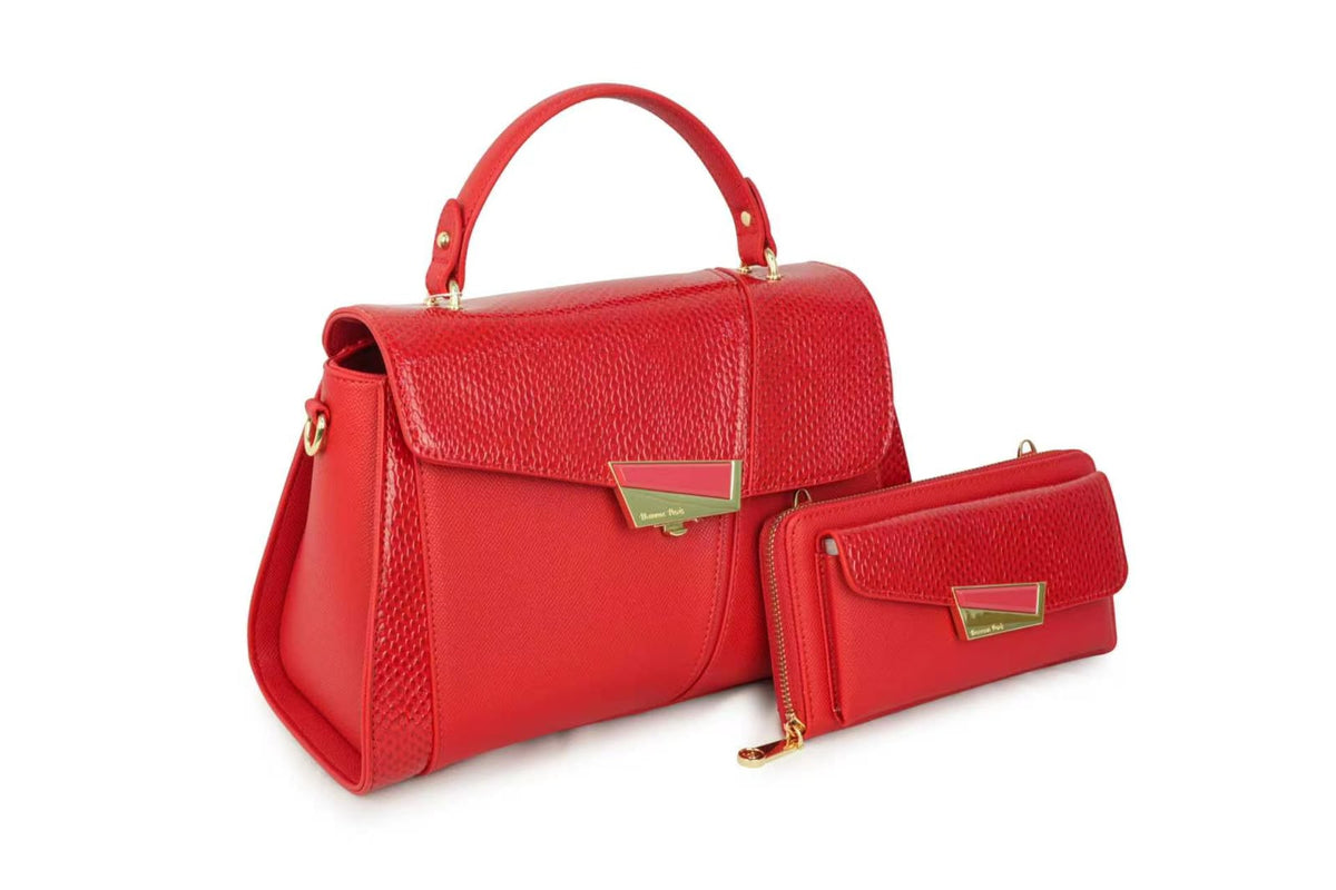 Sac à main 2 en 1 Marie en similicuir et son portefeuille assorti, vue 6 — Deveaux Paris