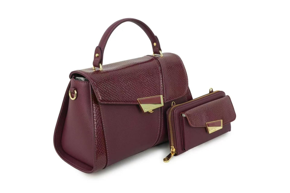Sac à main 2 en 1 Marie en similicuir et son portefeuille assorti, vue 7 — Deveaux Paris