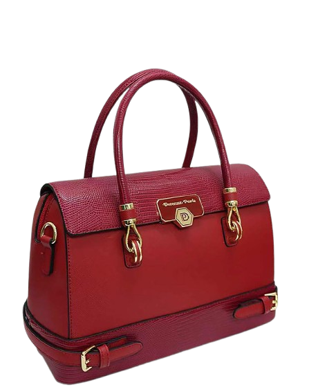 Sac à main Manuella en cuir véritable, coloris rouge — Deveaux Paris