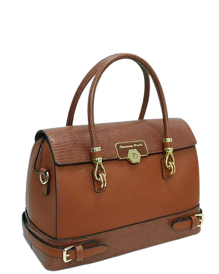 Sac à main Manuella en cuir véritable, coloris marron foncé — Deveaux Paris