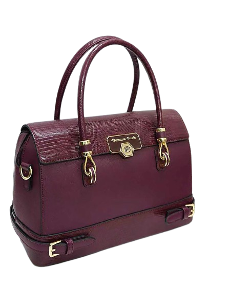 Sac à main Manuella en cuir véritable, coloris rose foncé — Deveaux Paris